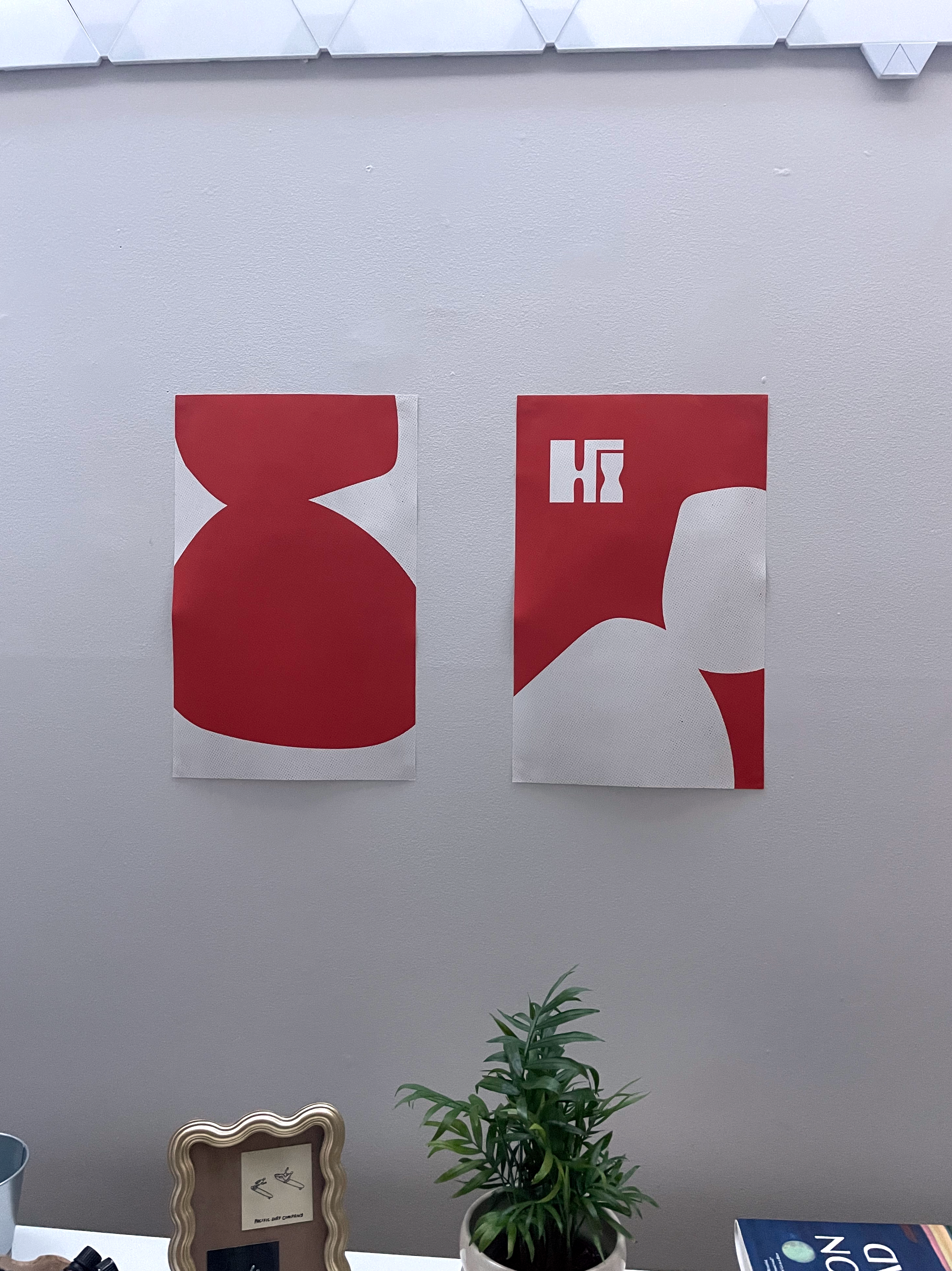 Orange posters on the wall