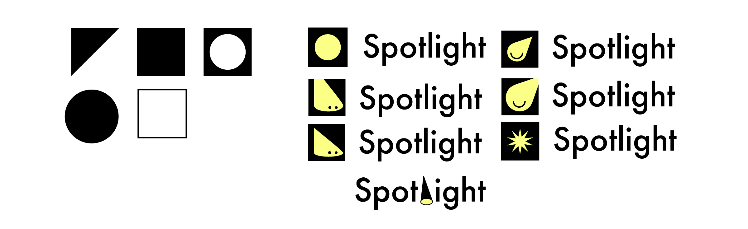 Spotlight logo ideas using basic shapes